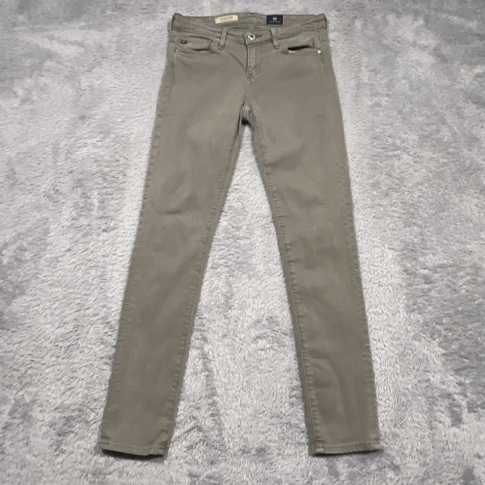 AG Adriano Goldschmied Stevie Ankle Slim Straight Jeans Olive Green Womens 25R‎